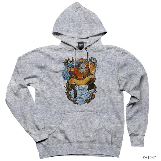 Avatar Of The Air Nomads Gri Kapşonlu Sweatshirt Hoodie