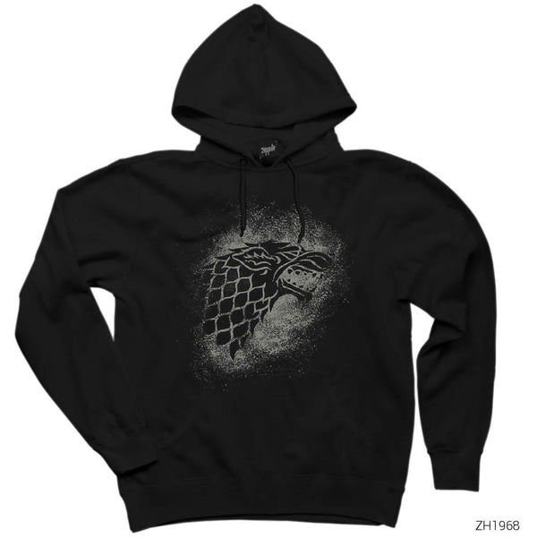 Game of Thrones House Stark Wolf Sigil Siyah Kapşonlu Sweatshirt Hoodie