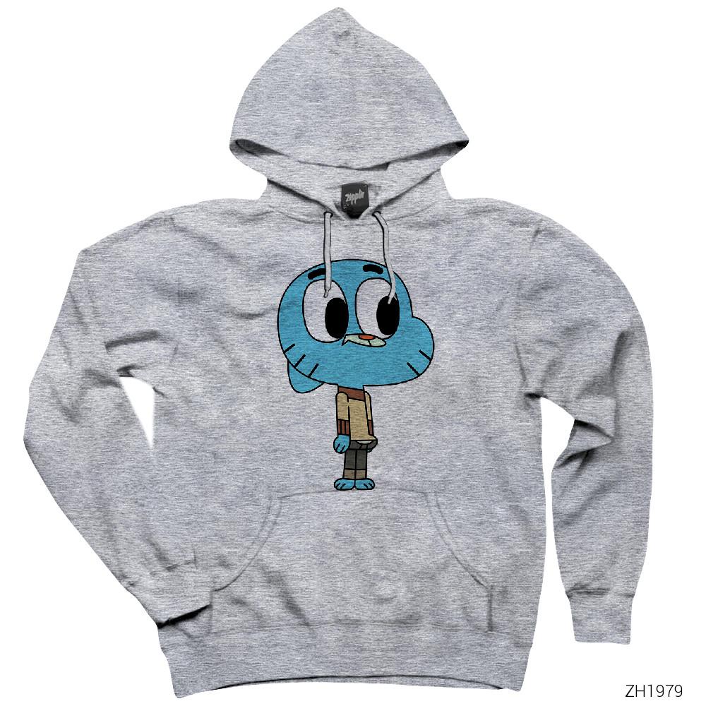 Gumball Gri Kapşonlu Sweatshirt Hoodie