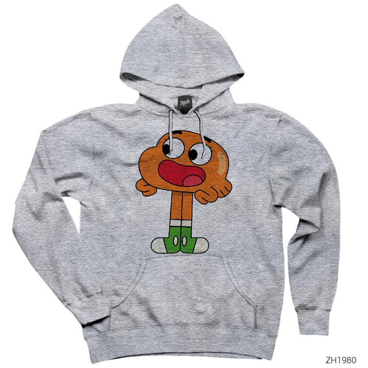 Gumball Darwin Gri Kapşonlu Sweatshirt Hoodie