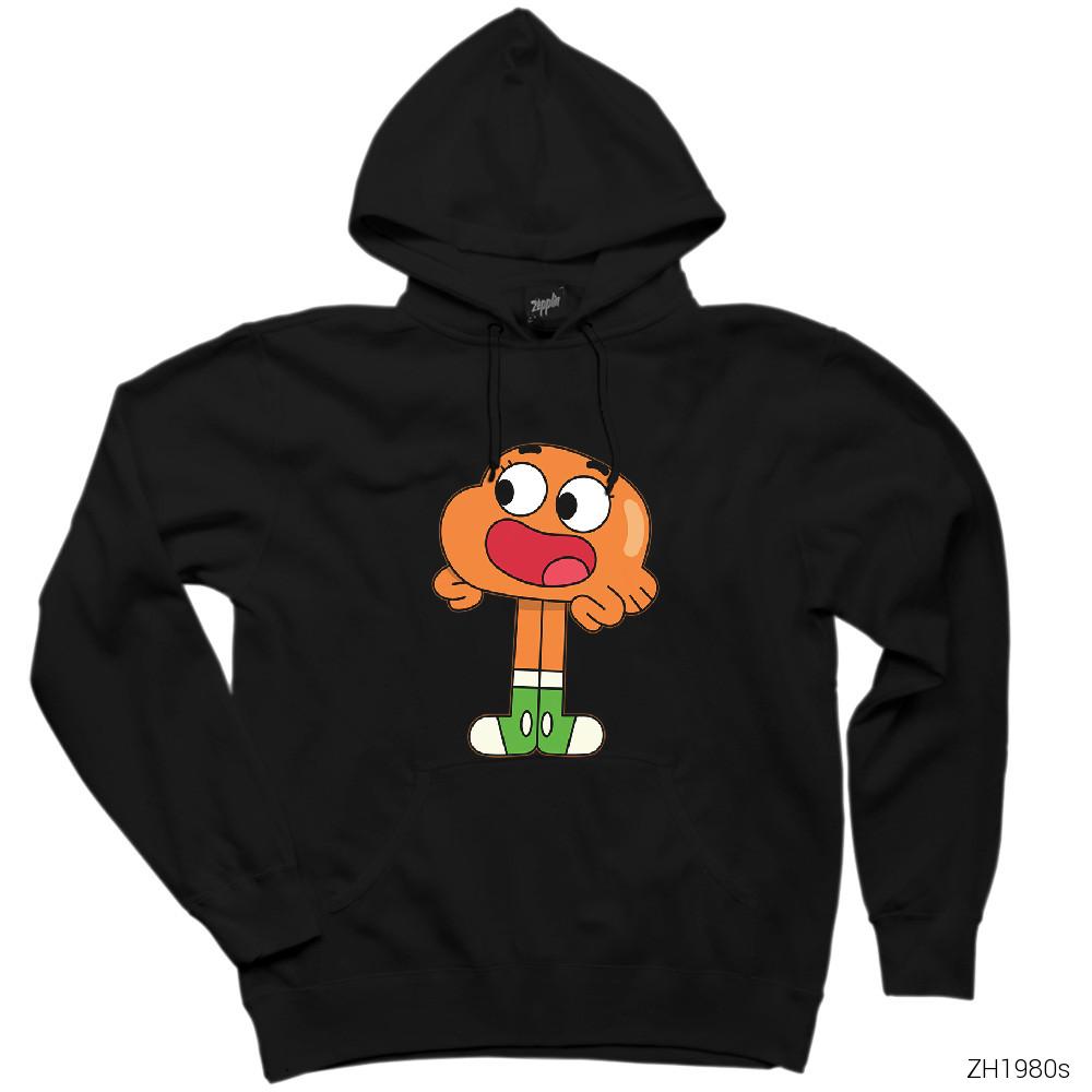 Gumball Darwin Siyah Kapşonlu Sweatshirt Hoodie
