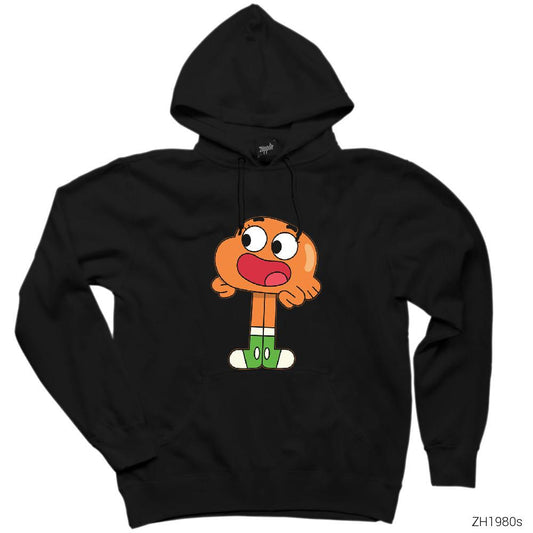 Gumball Darwin Siyah Kapşonlu Sweatshirt Hoodie