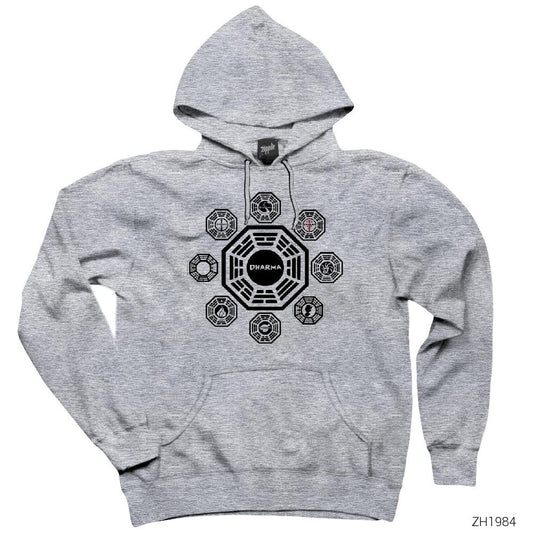 Lost Dharma Initiative Gri Kapşonlu Sweatshirt Hoodie