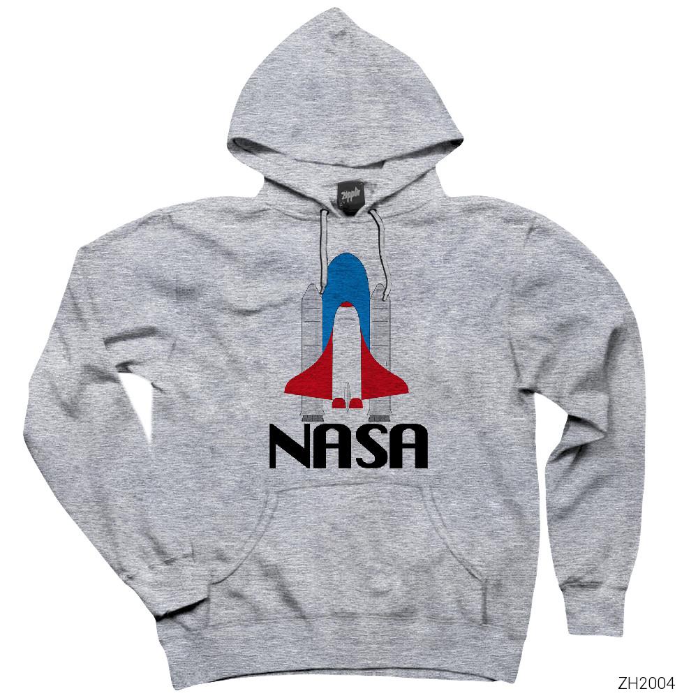Nasa Rocket Gri Kapşonlu Sweatshirt Hoodie