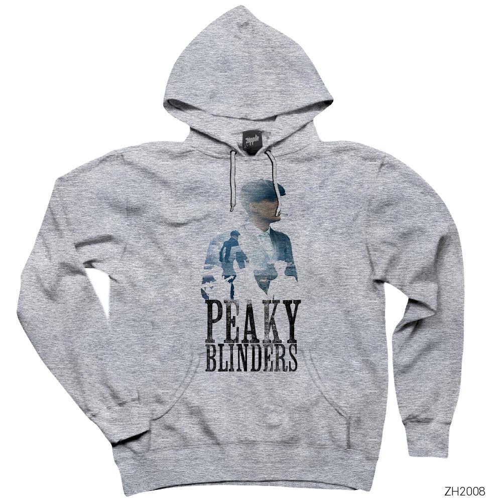 Peaky Blinders Graphic Gri Kapşonlu Sweatshirt Hoodie