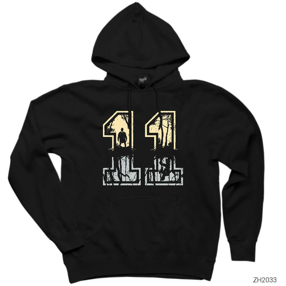 Stranger Things Eleven Siyah Kapşonlu Sweatshirt Hoodie