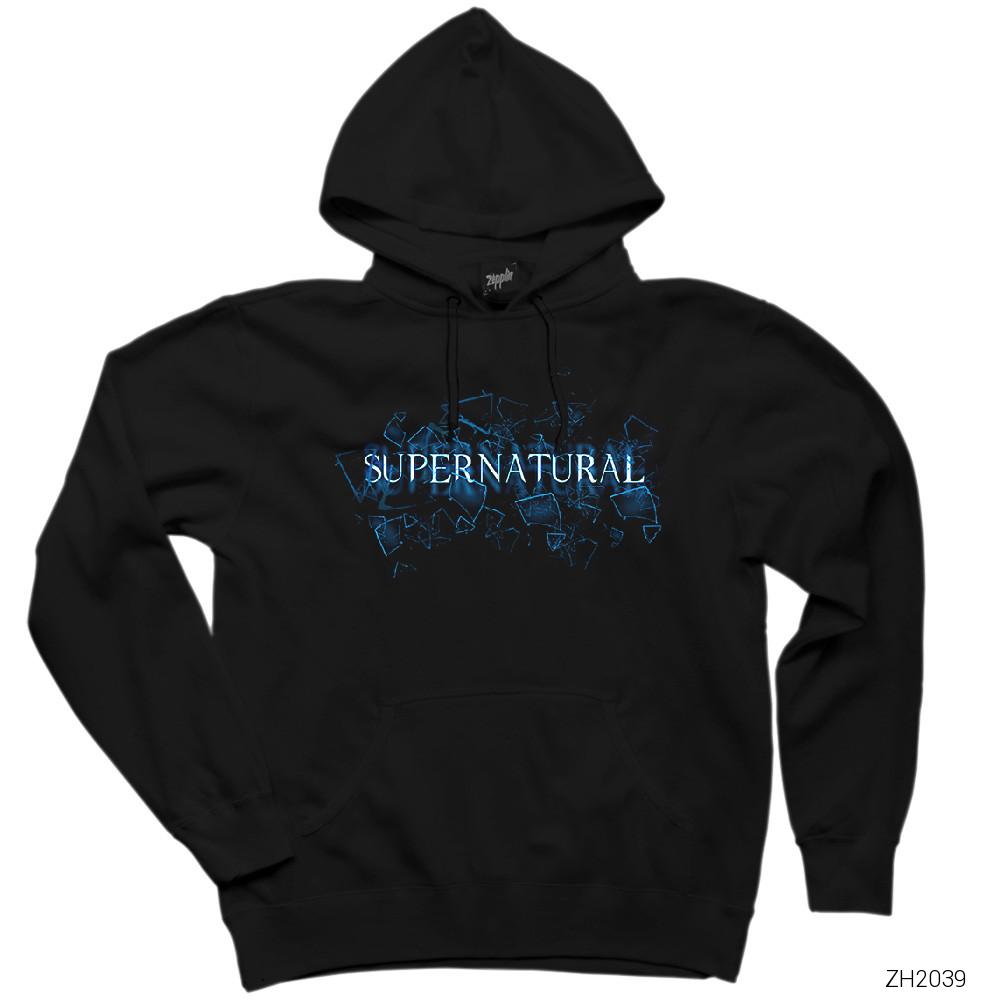 Supernatural Glass Shatter Siyah Kapşonlu Sweatshirt Hoodie