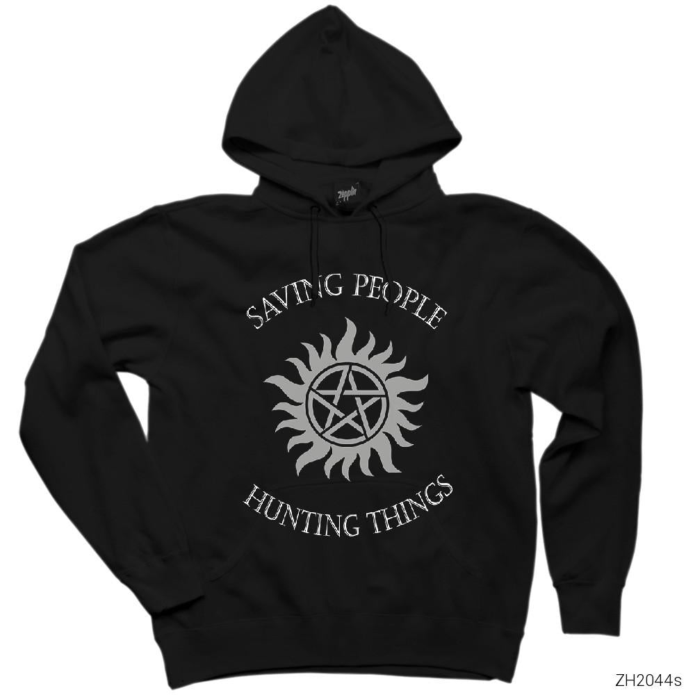 Supernatural Saving People Siyah Kapşonlu Sweatshirt Hoodie