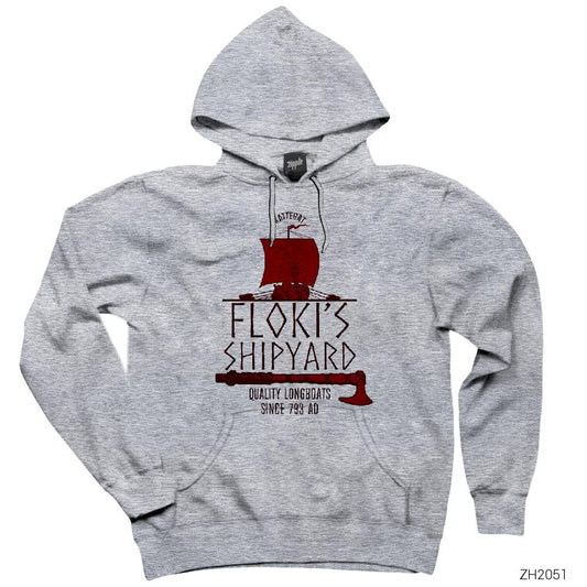 Vikings Floki s Shipyard Gri Kapşonlu Sweatshirt Hoodie