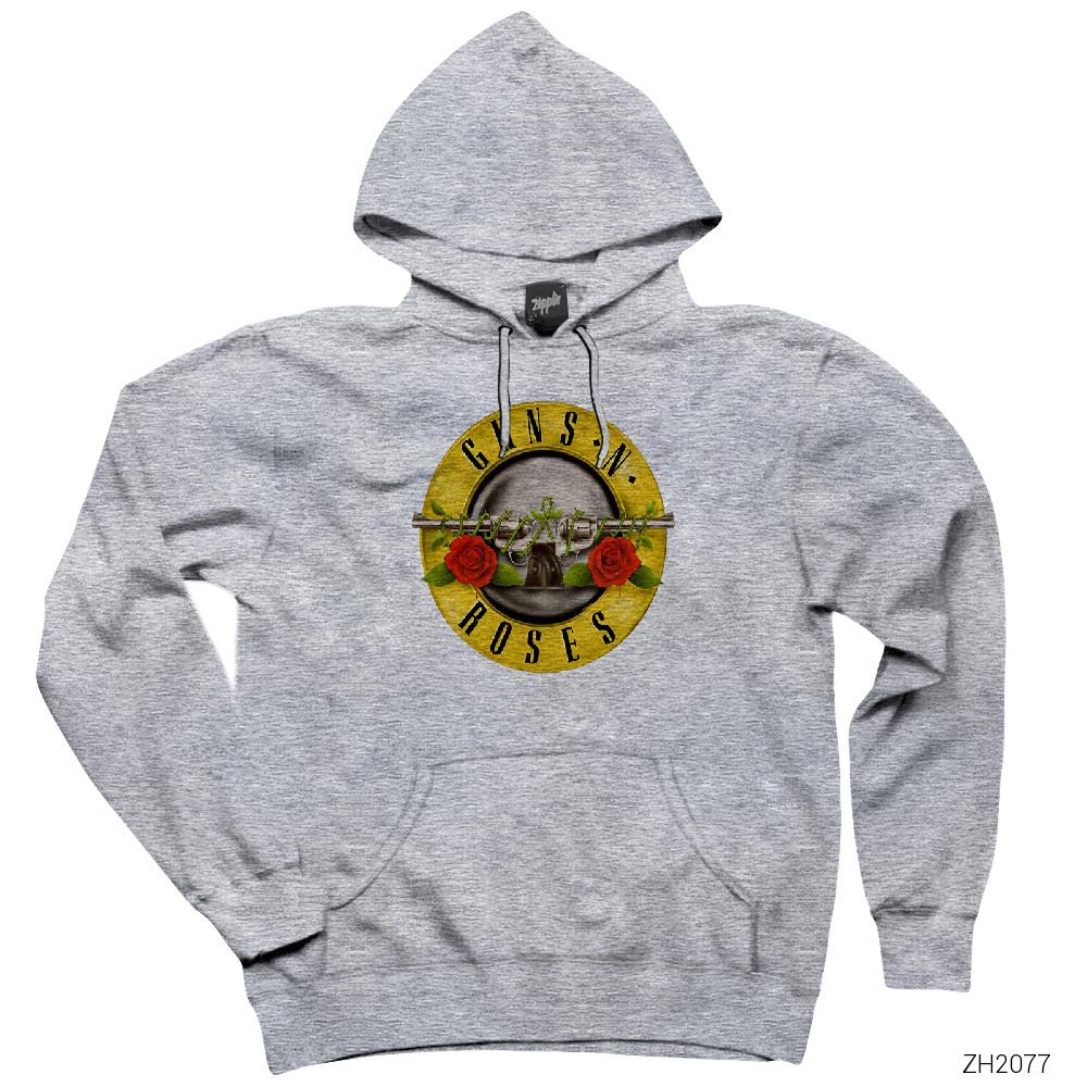 Guns N Roses Classic Gri Kapşonlu Sweatshirt Hoodie
