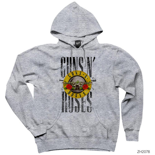 Guns N Roses Old Style Gri Kapşonlu Sweatshirt Hoodie