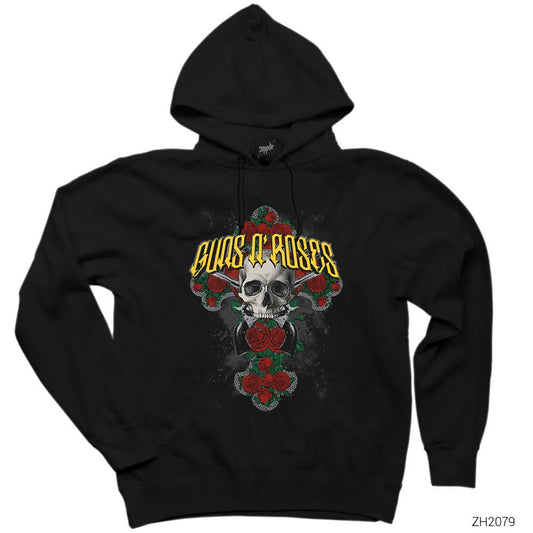 Guns N Roses Skull Siyah Kapşonlu Sweatshirt Hoodie