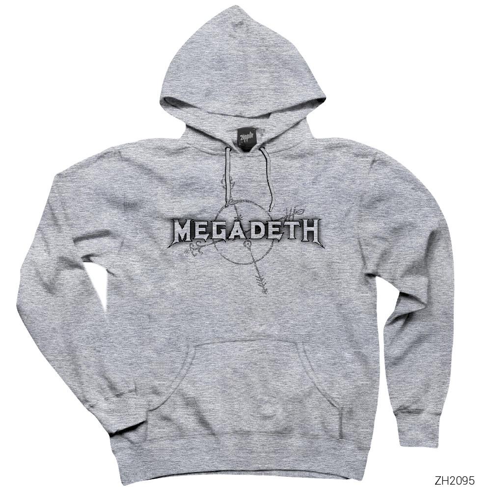 Megadeth Cryptic Writings Gri Kapşonlu Sweatshirt Hoodie