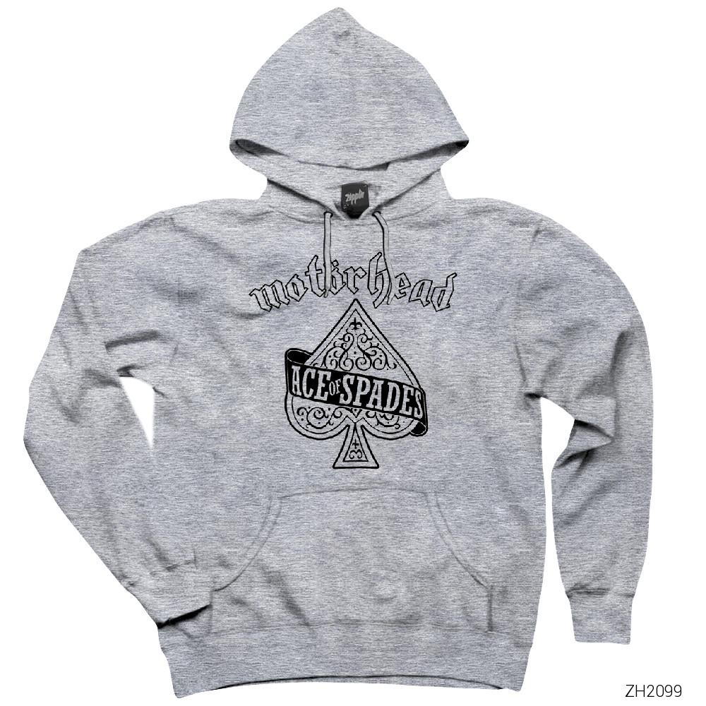 Motörhead Ace of Spades Gri Kapşonlu Sweatshirt Hoodie