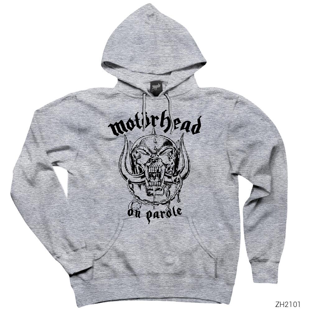 Motörhead On Parole Gri Kapşonlu Sweatshirt Hoodie
