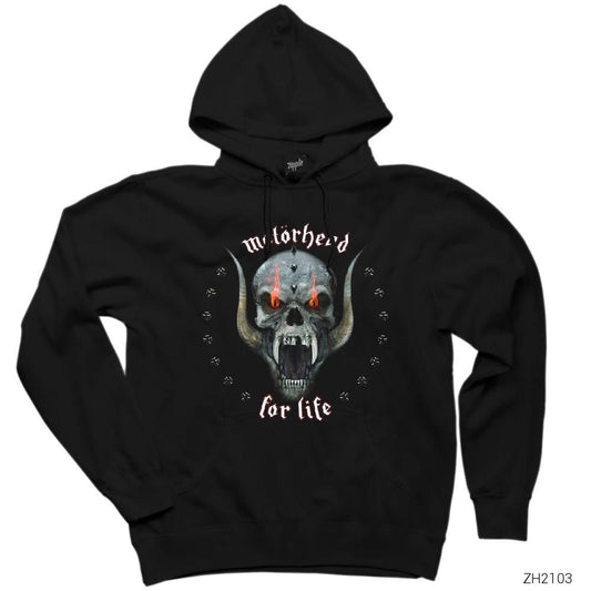 Motörhead Skull For Life Siyah Kapşonlu Sweatshirt Hoodie