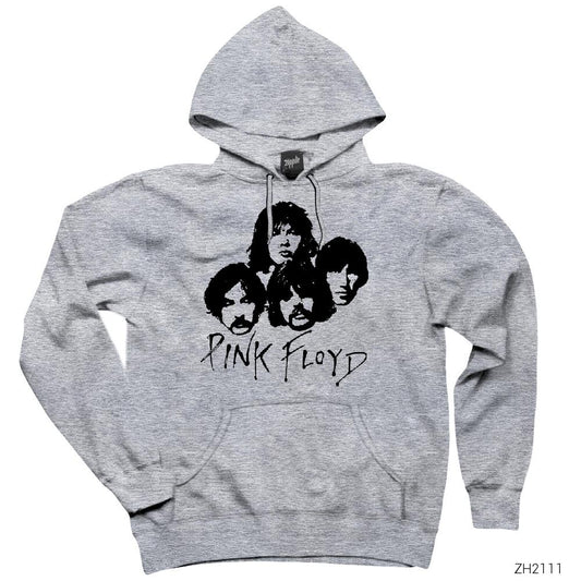 Pink Floyd Group Gri Kapşonlu Sweatshirt Hoodie