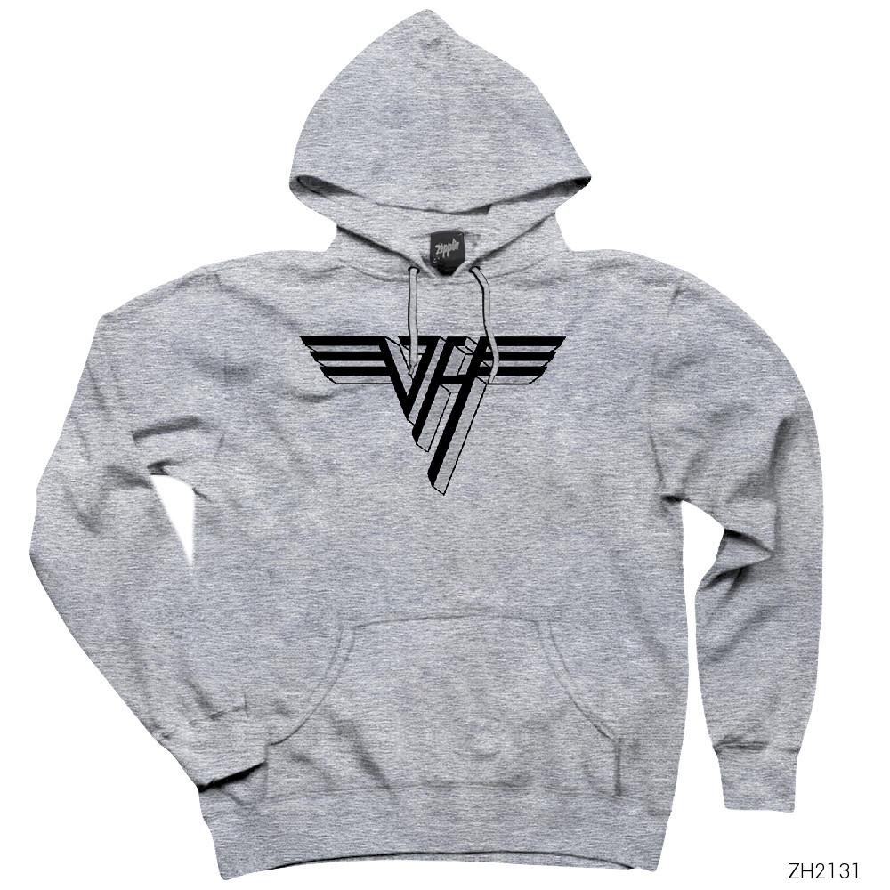 Van Halen 3D Logo Gri Kapşonlu Sweatshirt Hoodie