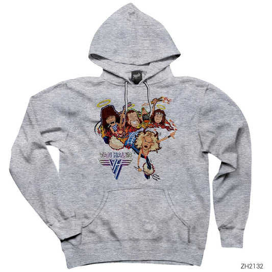 Van Halen Cartoon Gri Kapşonlu Sweatshirt Hoodie