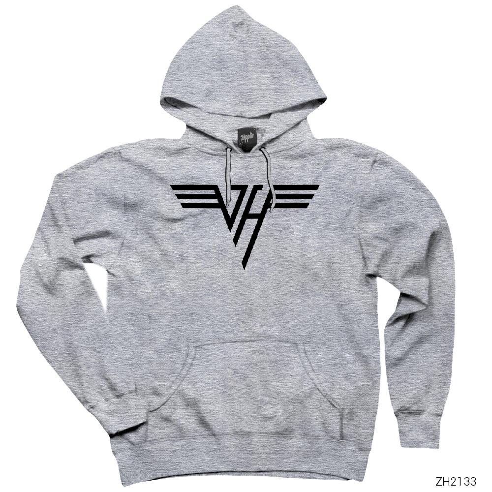 Van Halen Logo Classic Gri Kapşonlu Sweatshirt Hoodie