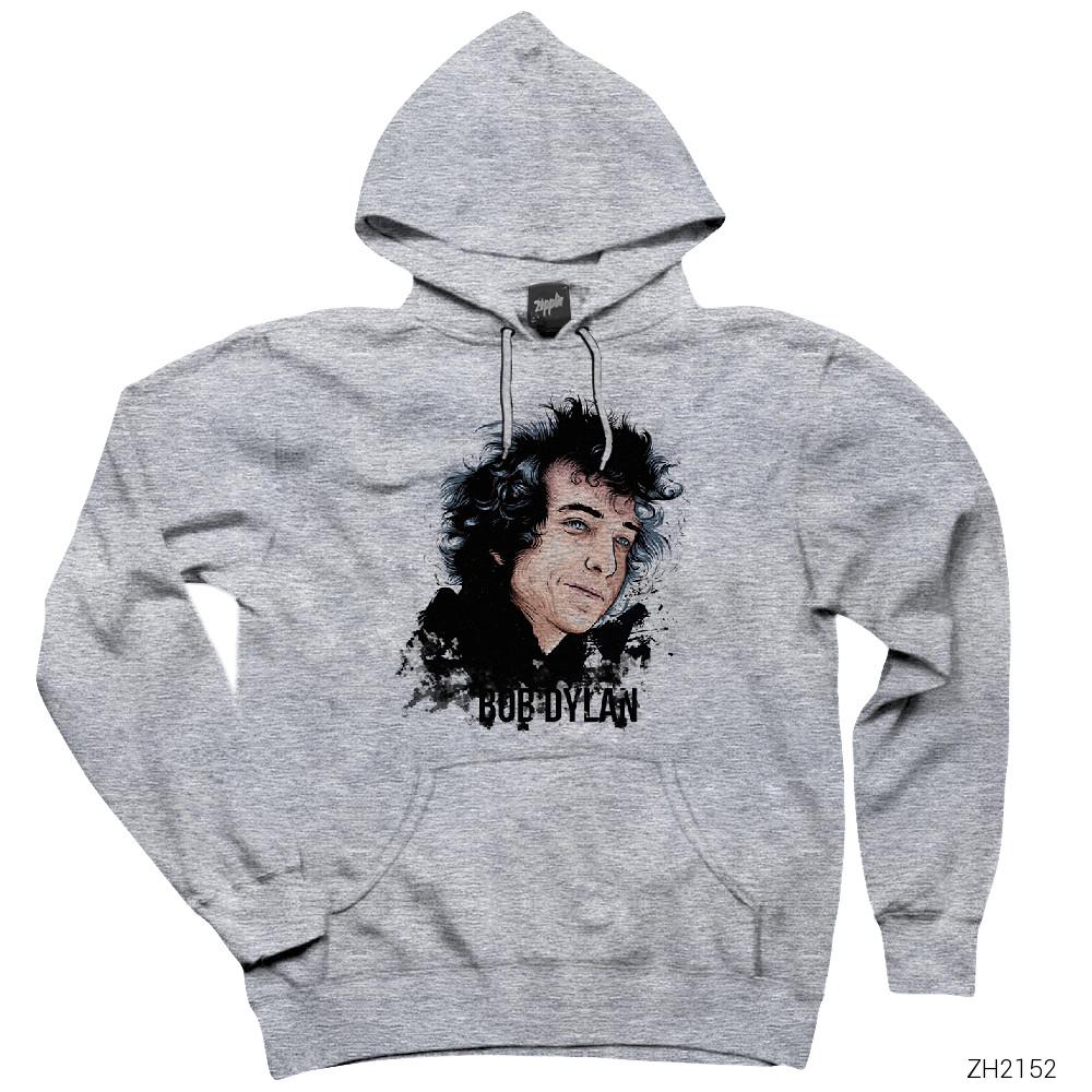 Bob Dylan Face Gri Kapşonlu Sweatshirt Hoodie