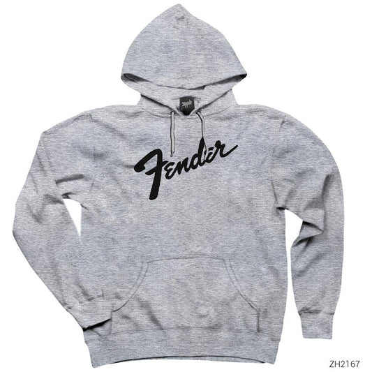 Fender Logo 3 Gri Kapşonlu Sweatshirt Hoodie