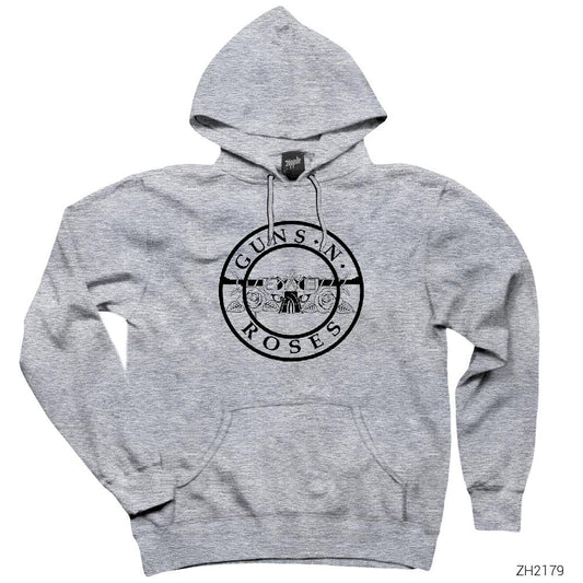 Guns N Roses Flat Gri Kapşonlu Sweatshirt Hoodie