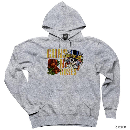 Guns N Roses Skull Alternative Gri Kapşonlu Sweatshirt Hoodie