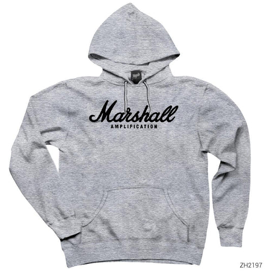 Marshall Logo Gri Kapşonlu Sweatshirt Hoodie