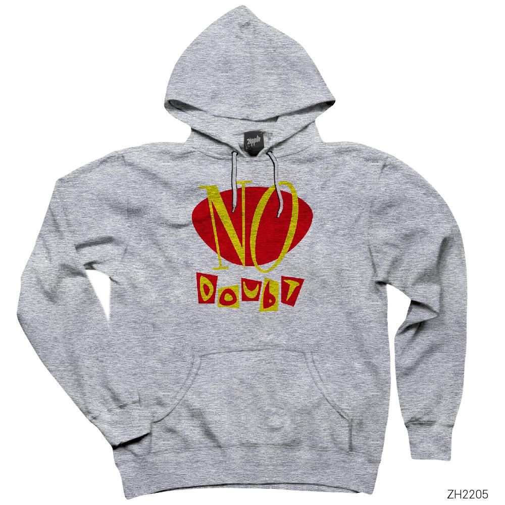 No Doubt Logo Gri Kapşonlu Sweatshirt Hoodie