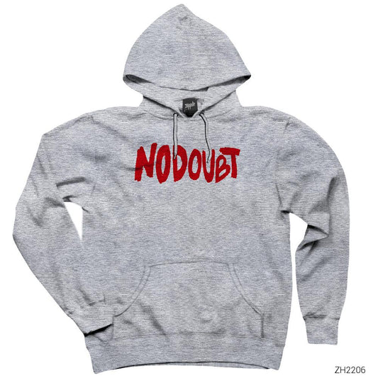 No Doubt Text Gri Kapşonlu Sweatshirt Hoodie