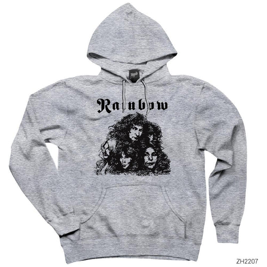 Rainbow Sketch Gri Kapşonlu Sweatshirt Hoodie