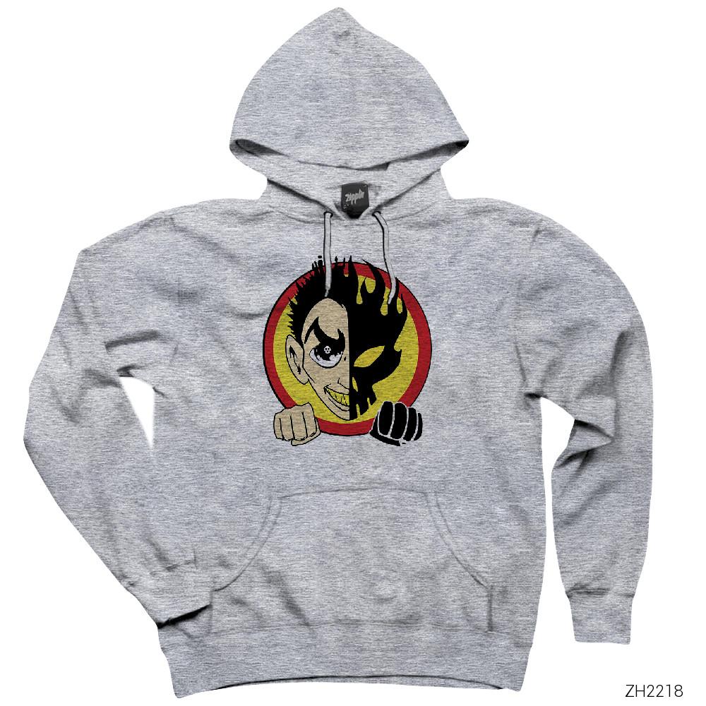 The Offspring Man and Ghost Gri Kapşonlu Sweatshirt Hoodie