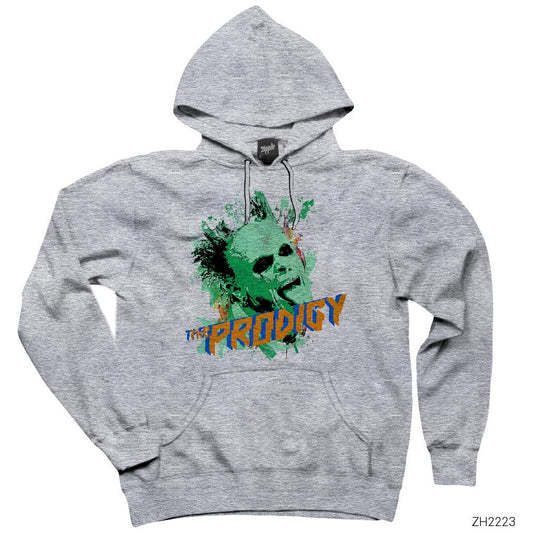 The Prodigy Keith Flint Green Head Gri Kapşonlu Sweatshirt Hoodie