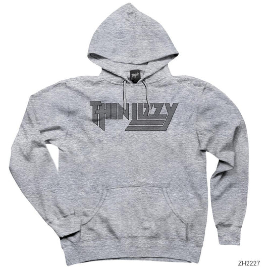 Thin Lizzy Logo Gri Kapşonlu Sweatshirt Hoodie