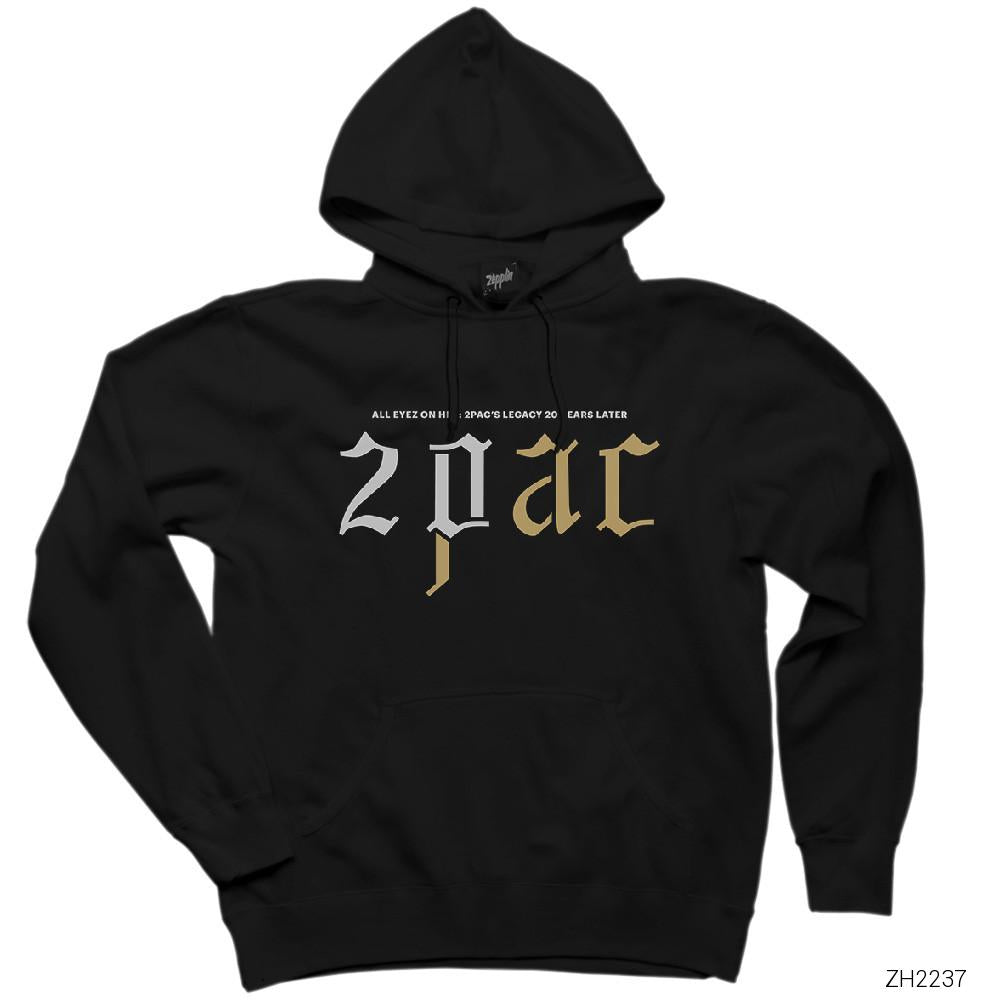 Tupac Shakur Logo 2 Siyah Kapşonlu Sweatshirt Hoodie