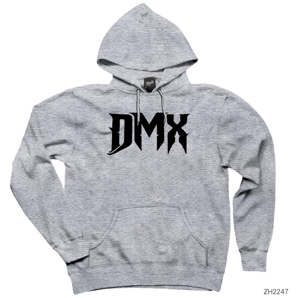 Dmx Logo Gri Kapşonlu Sweatshirt Hoodie