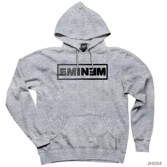 Eminem Logo Gri Kapşonlu Sweatshirt Hoodie