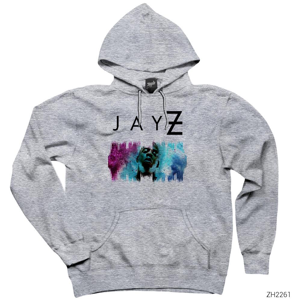 Jay-Z Colorful Cloud Gri Kapşonlu Sweatshirt Hoodie