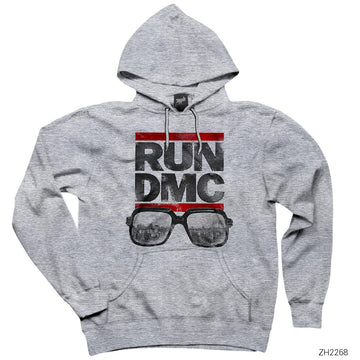 Run Dmc Sunglass Gri Kapşonlu Sweatshirt Hoodie