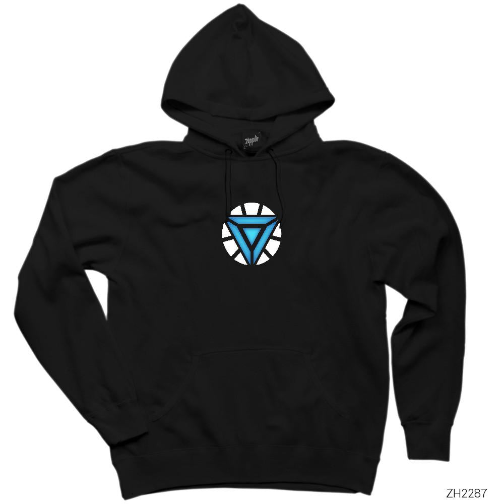 Iron Man 2019 Arc Reactor 2 Siyah Kapşonlu Sweatshirt Hoodie