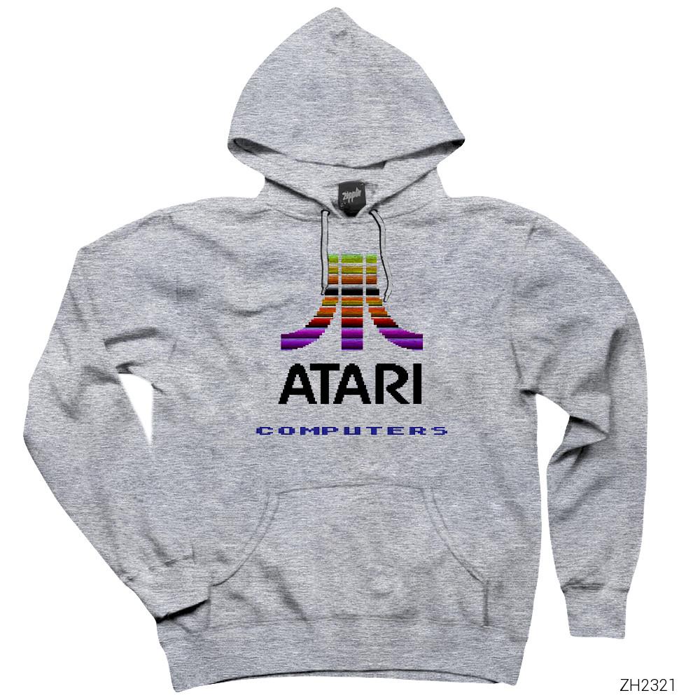 Atari 8bit Gri Kapşonlu Sweatshirt Hoodie