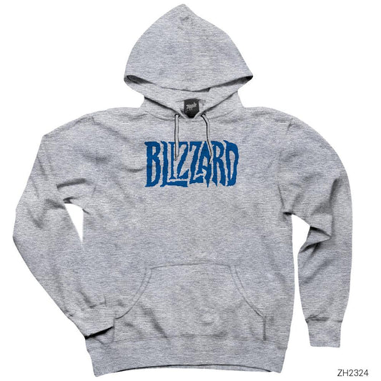 Blizzard Logo Gri Kapşonlu Sweatshirt Hoodie