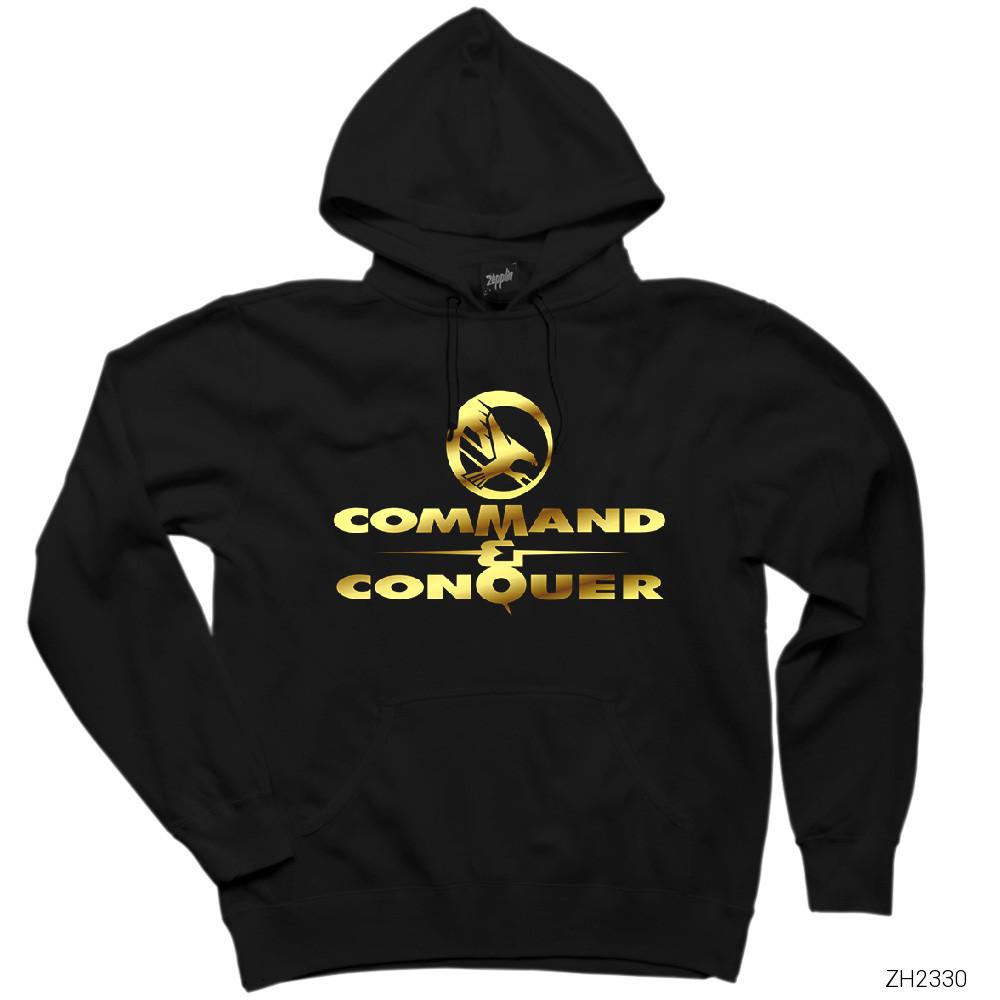 Command Conquer Logo Siyah Kapşonlu Sweatshirt Hoodie