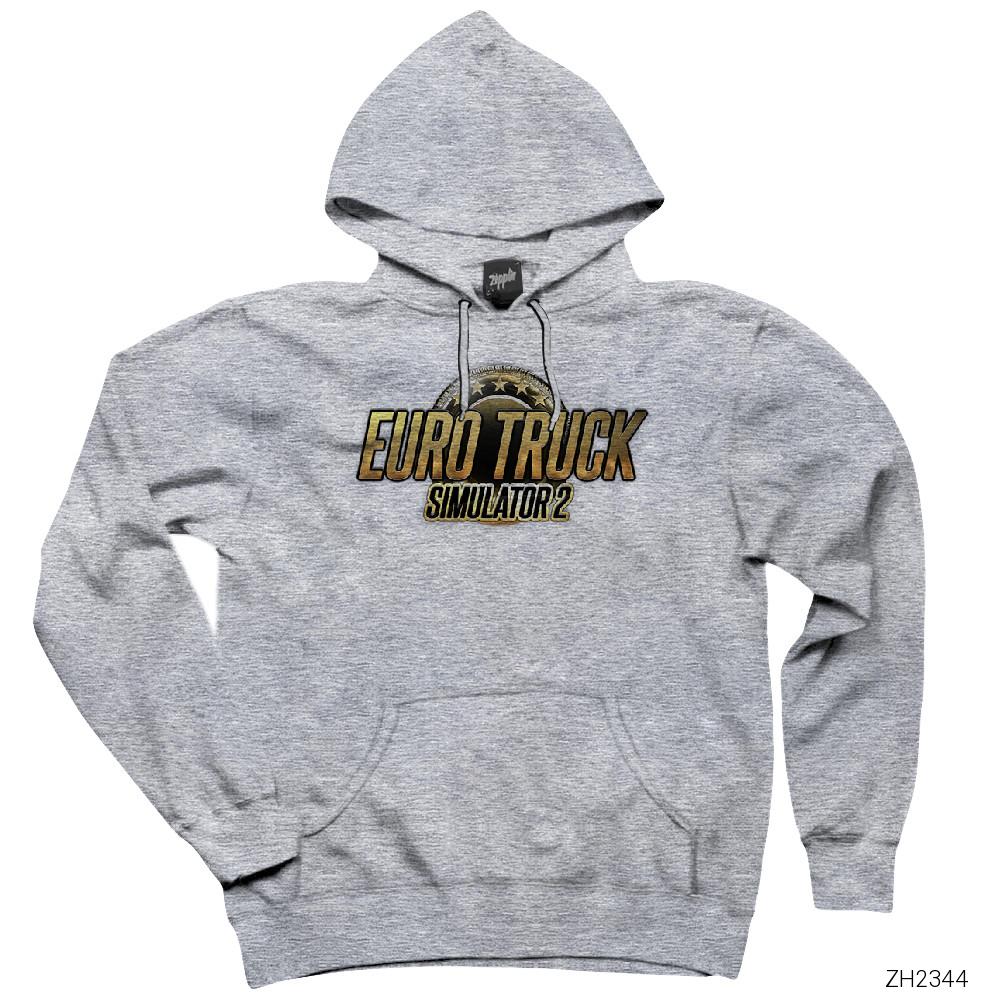 Euro Truck Simulator 2 Gri Kapşonlu Sweatshirt Hoodie