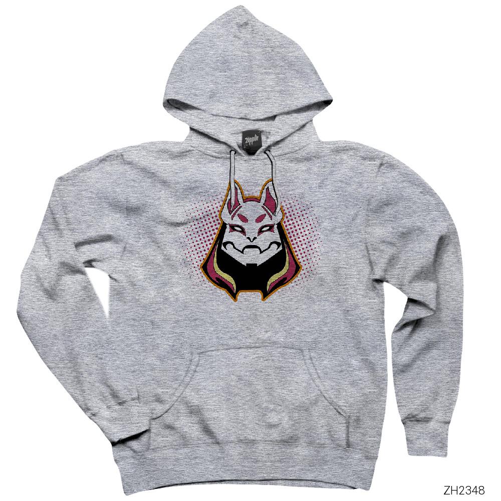 Fortnite Drift Chibi Gri Kapşonlu Sweatshirt Hoodie