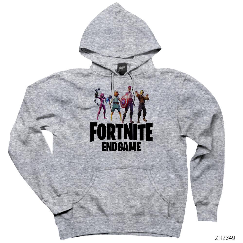 Fortnite Endgame Gri Kapşonlu Sweatshirt Hoodie