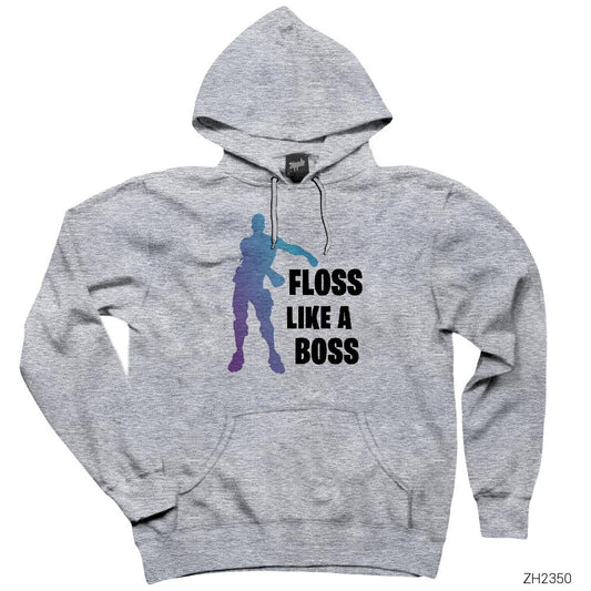 Fortnite Floss Like a Boss Gri Kapşonlu Sweatshirt Hoodie
