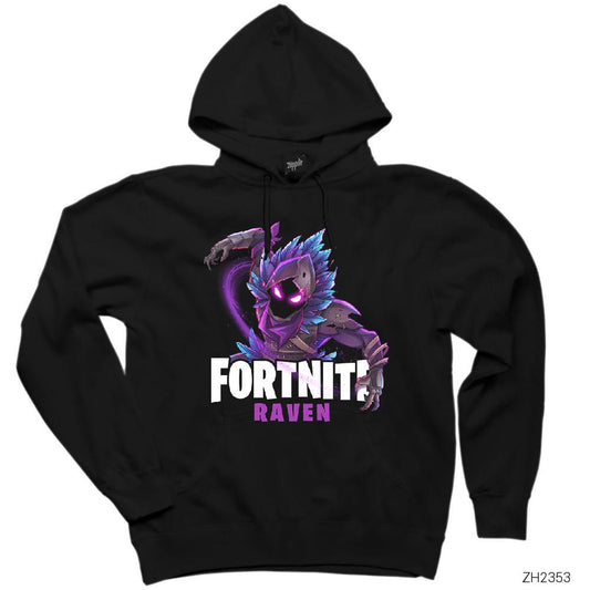 Fortnite Raven Siyah Kapşonlu Sweatshirt Hoodie