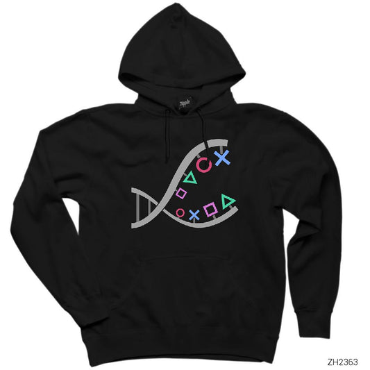 Gamer DNA Siyah Kapşonlu Sweatshirt Hoodie